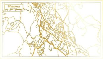 Mbabane Swaziland City Map in Retro Style in Golden Color. Outline Map. vector