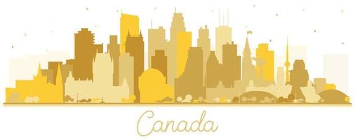 Canada City Skyline Silhouette with Golden Buildings Isolated on White. vector