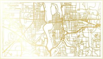 mapa de la ciudad de olimpia usa en estilo retro en color dorado. esquema del mapa. vector