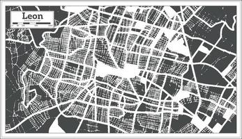 Mapa de la ciudad de León México en estilo retro. esquema del mapa. vector