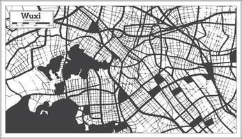 mapa de la ciudad de wuxi china en color blanco y negro en estilo retro. esquema del mapa. vector