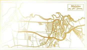 Malabo Equatorial Guinea City Map in Retro Style in Golden Color. Outline Map. vector