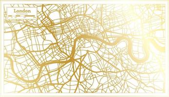 mapa de la ciudad de londres inglaterra reino unido en estilo retro en color dorado. esquema del mapa. vector