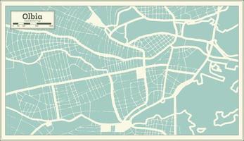 mapa de la ciudad de olbia italia en estilo retro. esquema del mapa. vector