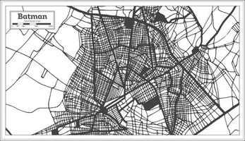 mapa de la ciudad de batman turquía en color blanco y negro en estilo retro. esquema del mapa. vector