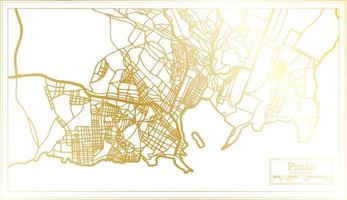 Praia Cape Verde City Map in Retro Style in Golden Color. Outline Map. vector