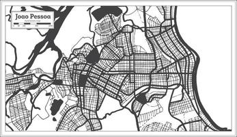 mapa de la ciudad de joao pessoa brasil en color blanco y negro en estilo retro. esquema del mapa. vector