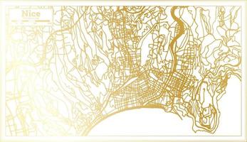 Nice France City Map in Retro Style in Golden Color. Outline Map. vector