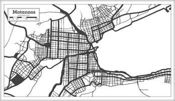 Matanzas Cuba City Map in Black and White Color in Retro Style. Outline Map. vector