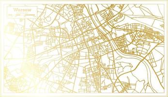 mapa de la ciudad de varsovia polonia en estilo retro en color dorado. esquema del mapa. vector