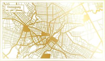 mapa de la ciudad de camaguey cuba en estilo retro en color dorado. esquema del mapa. vector