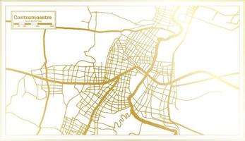 mapa de la ciudad de contramaestre cuba en estilo retro en color dorado. esquema del mapa. vector