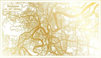 mapa de la ciudad de brisbane australia en estilo retro en color dorado. esquema del mapa. vector