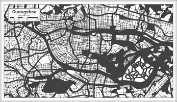 mapa de la ciudad de guangzhou china en color blanco y negro en estilo retro. esquema del mapa. vector