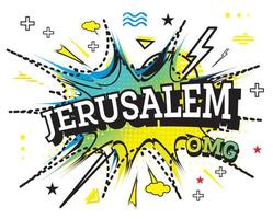 texto cómico de jerusalén en estilo pop art aislado sobre fondo blanco. vector