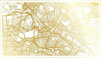 mapa de la ciudad de berlín alemania en estilo retro en color dorado. esquema del mapa. vector