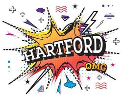 texto cómico de hartford en estilo pop art aislado sobre fondo blanco. vector