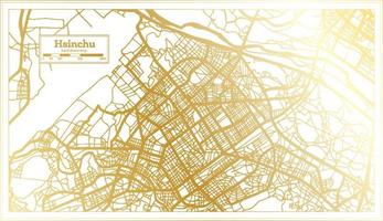 mapa de la ciudad de hsinchu taiwán en estilo retro en color dorado. esquema del mapa. vector