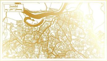 Jambi Indonesia City Map in Retro Style in Golden Color. Outline Map.