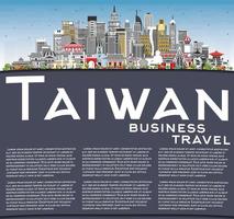 Taiwan City Skyline with Gray Buildings, Blue Sky and Copy Space. vector