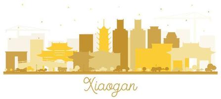 Xiaogan China City Skyline Silhouette with Golden Buildings Isolated on White. vector