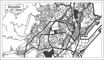 mapa de la ciudad de annaba argelia en estilo retro en color blanco y negro. esquema del mapa. vector