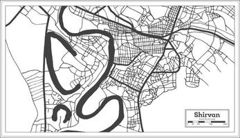 mapa de la ciudad de shirvan azerbaiyán en color blanco y negro en estilo retro aislado en blanco. vector