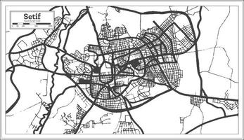 Setif Algeria City Map in Retro Style in Black and White Color. Outline Map. vector