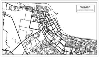 mapa de la ciudad de sumgait azerbaiyán en color blanco y negro en estilo retro aislado en blanco. vector