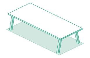 Mesa de oficina moderna con cuatro patas. escritorio vacío concepto isométrico. vector