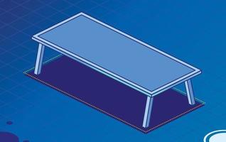 Modern Office Table with Four Legs. Empty Desk. Isometric Concept. vector