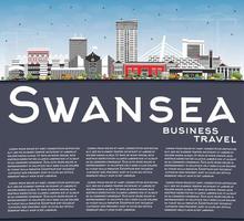 Swansea Wales City Skyline with Color Buildings, Blue Sky and Copy Space. vector