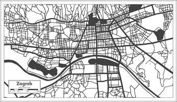 Zagreb Croatia City Map in Black and White Color in Retro Style Isolated on White. Outline Map. vector