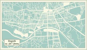 mapa de la ciudad de zagreb croacia en estilo retro. esquema del mapa. vector