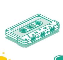 Retro Audio Cassette Tape. Isometric Outline Music Concept. Retro Device from 80s and 90s. vector