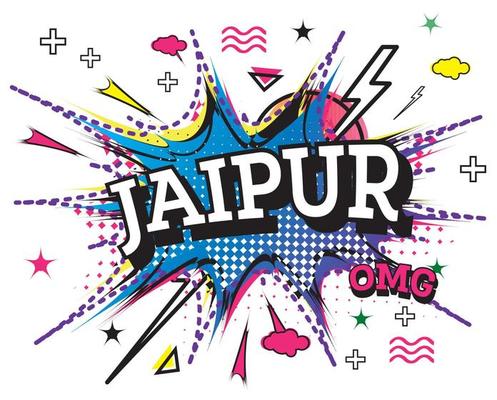 Jaipur Comic Text in Pop Art Style Isolated on White Background.