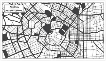 Milan Italy City Map in Black and White Color in Retro Style. Outline Map. vector