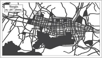 Yongin South Korea City Map in Black and White Color in Retro Style. vector