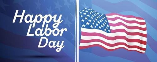 Happy Labor Day. Banner with USA American Flag. vector