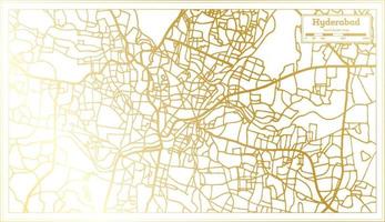 Hyderabad India City Map in Retro Style in Golden Color. Outline Map.