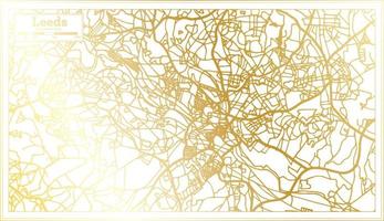 mapa de la ciudad de leeds inglaterra en estilo retro en color dorado. esquema del mapa. vector