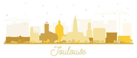 Toulouse France City Skyline Silhouette with Golden Buildings Isolated on White. vector