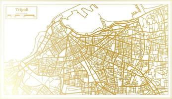 mapa de la ciudad de trípoli libia en estilo retro en color dorado. esquema del mapa. vector