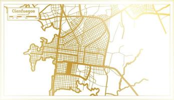 mapa de la ciudad de cienfuegos cuba en estilo retro en color dorado. esquema del mapa. vector