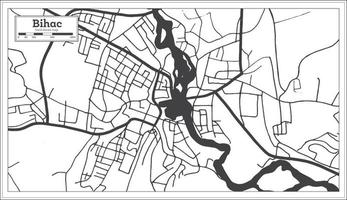 mapa de la ciudad de bihac bosnia y herzegovina en color blanco y negro en estilo retro aislado en blanco. vector