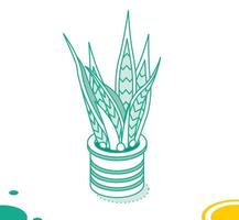 Isometric Sansevieria. Houseplant Isolated on White Background. Snake Plant in Pot. vector