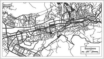 Sarajevo Bosnia and Herzegovina City Map in Black and White Color in Retro Style Isolated on White. vector