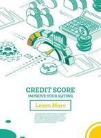 Isometric Personal Credit Score or Rating Concept. vector