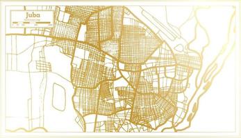 mapa de la ciudad de juba sudán del sur en estilo retro en color dorado. esquema del mapa. vector