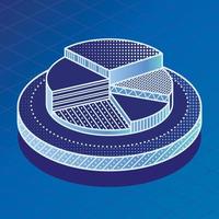 Pie Chart Infographic Element. Isometric Pie Diagram on Blue Background. vector